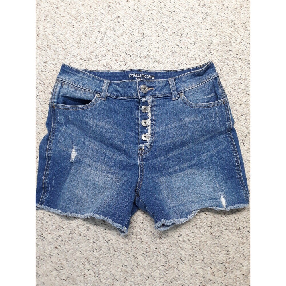 9x3 Maurices high rise button fly distressed shorts